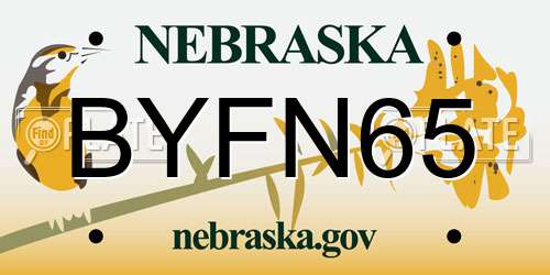 BYFN65 Nebraska License Plate