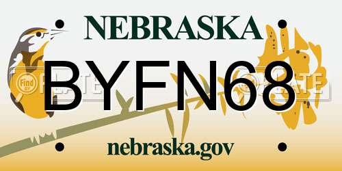 BYFN68 Nebraska License Plate