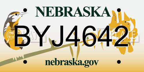 BYJ4642 Nebraska License Plate
