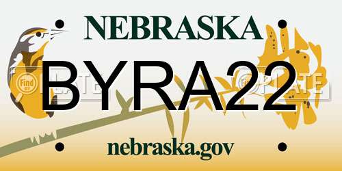BYRA22 Nebraska License Plate