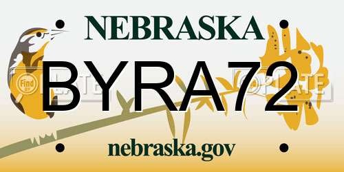 BYRA72 Nebraska License Plate