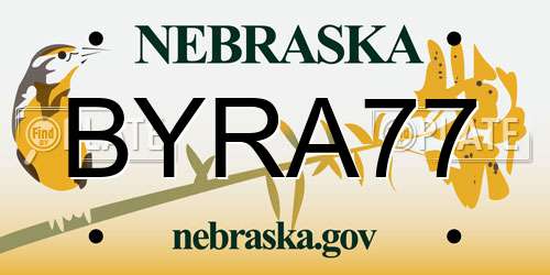 BYRA77 Nebraska License Plate