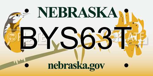 BYS63T Nebraska License Plate