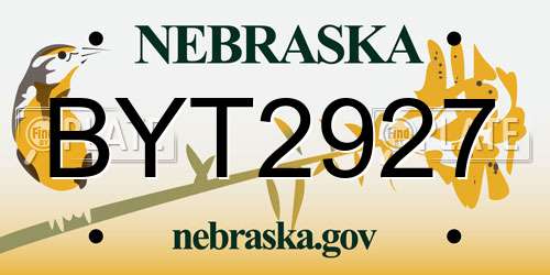 BYT2927 Nebraska License Plate