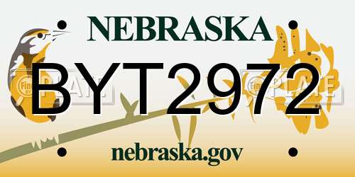 BYT2972 Nebraska License Plate