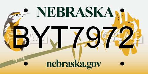 BYT7972 Nebraska License Plate