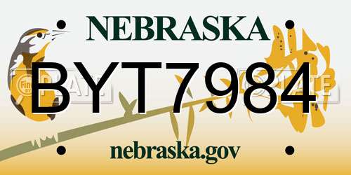 BYT7984 Nebraska License Plate