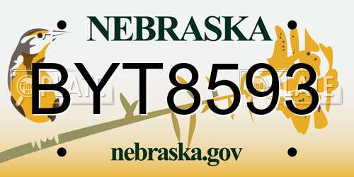 BYT8593 Nebraska License Plate