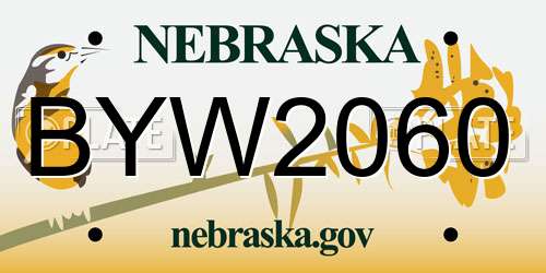 BYW2060 Nebraska License Plate