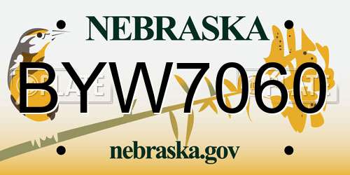 BYW7060 Nebraska License Plate