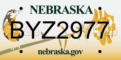 BYZ2977 Nebraska License Plate
