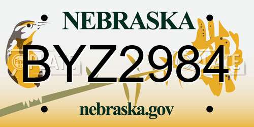 BYZ2984 Nebraska License Plate