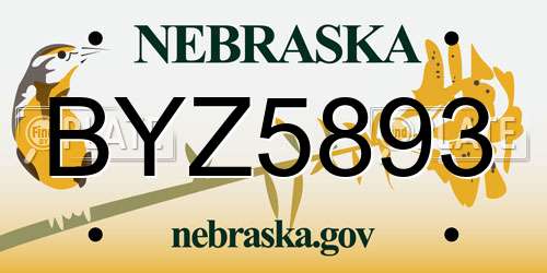 BYZ5893 Nebraska License Plate