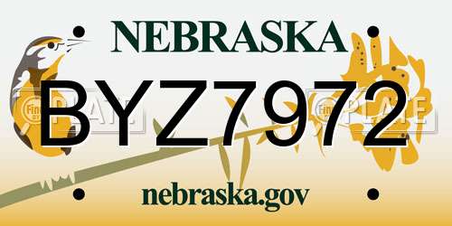 BYZ7972 Nebraska License Plate