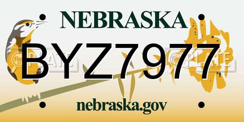 BYZ7977 Nebraska License Plate