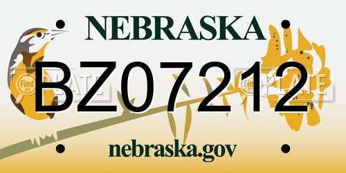 BZ07212 Nebraska License Plate
