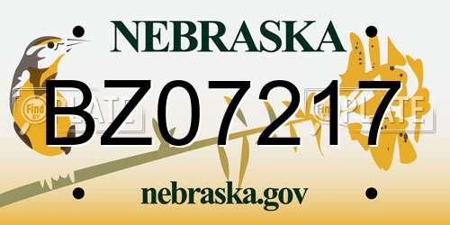 BZ07217 Nebraska License Plate