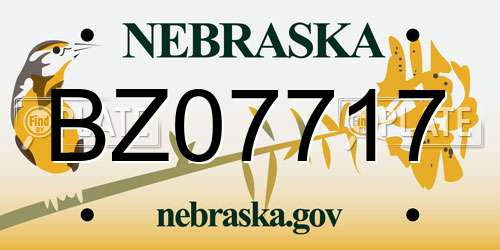 BZ07717 Nebraska License Plate