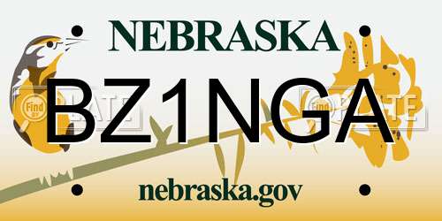 BZ1NGA Nebraska License Plate
