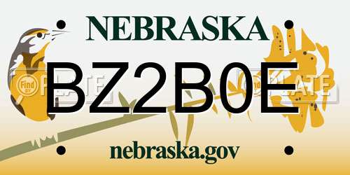 BZ2B0E Nebraska License Plate