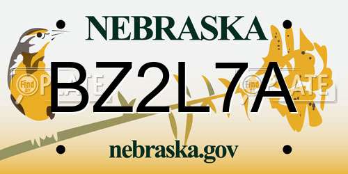 BZ2L7A Nebraska License Plate