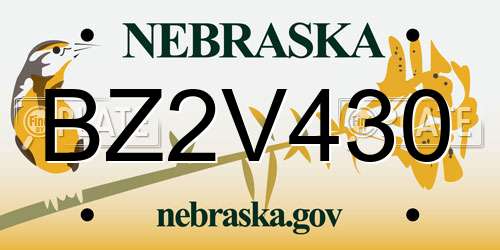 BZ2V430 Nebraska License Plate