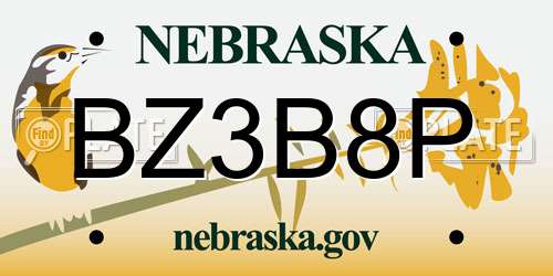 BZ3B8P Nebraska License Plate