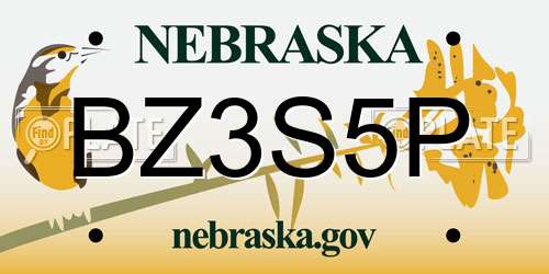 BZ3S5P Nebraska License Plate