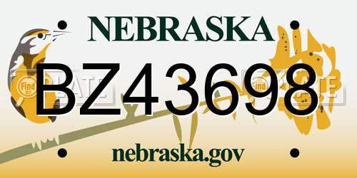 BZ43698 Nebraska License Plate
