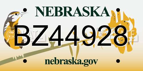 BZ44928 Nebraska License Plate