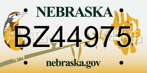 BZ44975 Nebraska License Plate