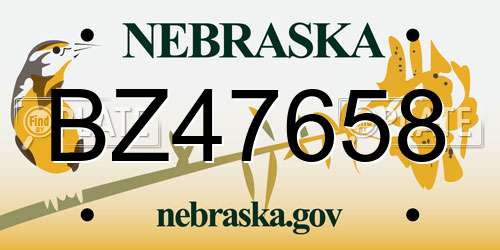 BZ47658 Nebraska License Plate