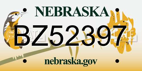 BZ52397 Nebraska License Plate