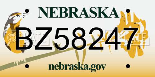 BZ58247 Nebraska License Plate