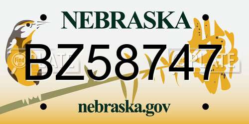 BZ58747 Nebraska License Plate
