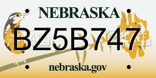 BZ5B747 Nebraska License Plate