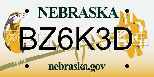 BZ6K3D Nebraska License Plate
