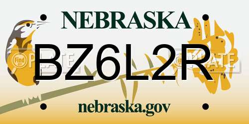 BZ6L2R Nebraska License Plate