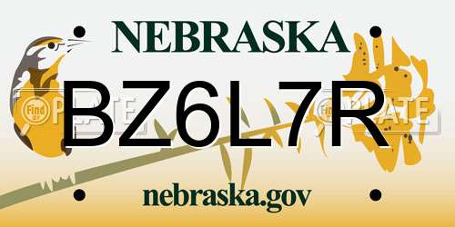 BZ6L7R Nebraska License Plate