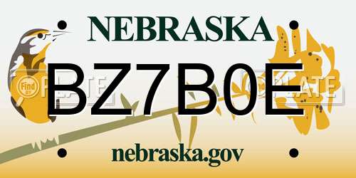 BZ7B0E Nebraska License Plate