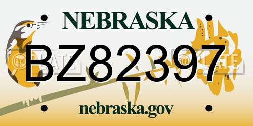 BZ82397 Nebraska License Plate