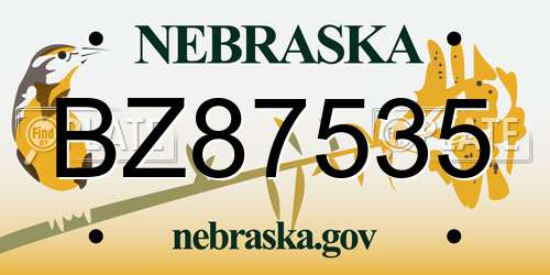 BZ87535 Nebraska License Plate