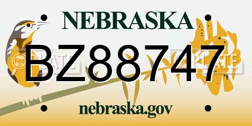 BZ88747 Nebraska License Plate