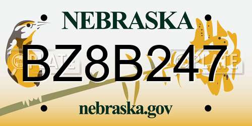 BZ8B247 Nebraska License Plate