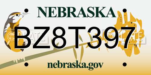 BZ8T397 Nebraska License Plate