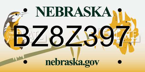 BZ8Z397 Nebraska License Plate