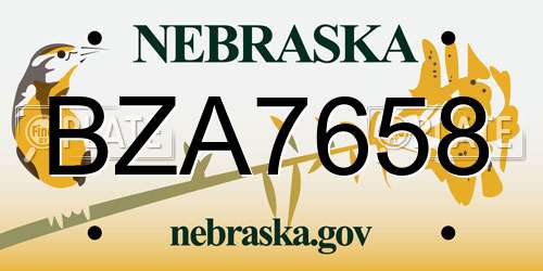 BZA7658 Nebraska License Plate