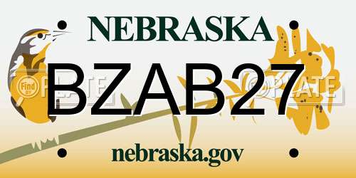 BZAB27 Nebraska License Plate