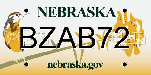 BZAB72 Nebraska License Plate