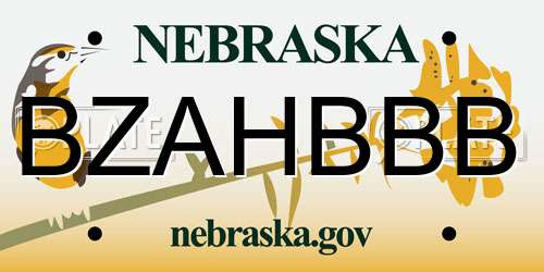 BZAHBBB Nebraska License Plate
